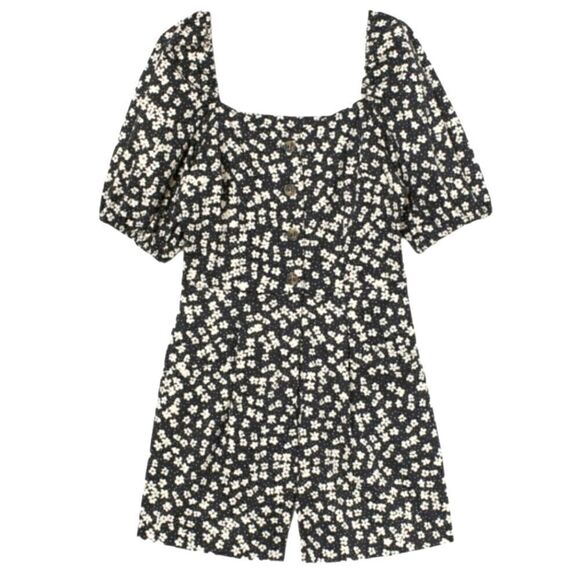 EC H&M PUFFED-SLEEVE ROMPER W/POCKETS SZ. XXS - Picture 1 of 6
